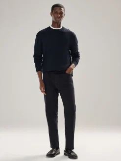 Next Bleu marine - Uni - Pull col rond riche en coton coupe classique Discount