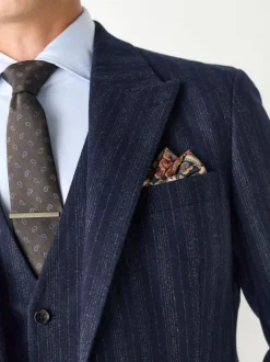 Next Bleu marine - Veste de Costume habillé à rayures en laine Blend Clearance