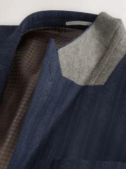 Next Bleu marine - Veste de Costume habillé à rayures en laine Blend Clearance