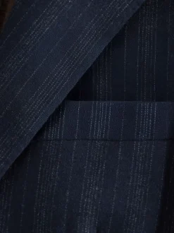 Next Bleu marine - Veste de Costume habillé à rayures en laine Blend Clearance