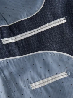 Next Bleu marine - Veste de costume à carreaux 100% laine italienne Marzotto coupe ajustée Hot