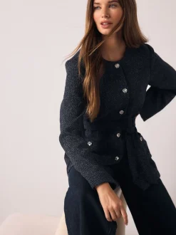 Next Bleu marine - Veste Fleck Boucle Ceinturée