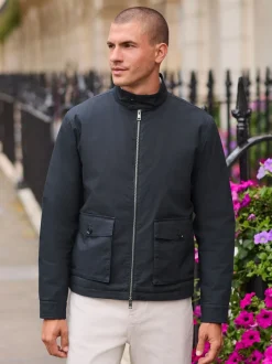 Next Bleu marine - Veste Harrington imperméable à doublure en peau lainée Discount