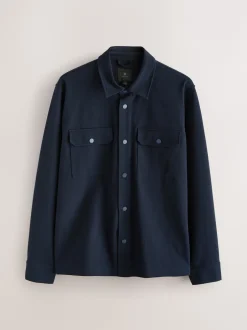 Next - Veste-chemise en jersey sergé à boutons-pression Bleu marine New