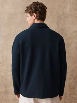 Next Bleu marine - Veste-chemise en polaire aspect laine New