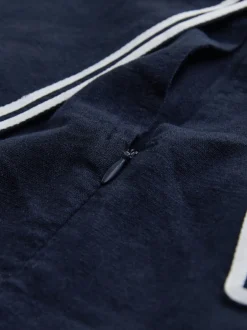 Next Bleu marine avec bascules écrues - Robe courte à col marin en lin Discount