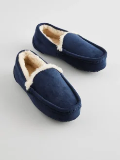 Next Bleu marine avec doublure chaude neutre - Chaussons mocassins confortables Best