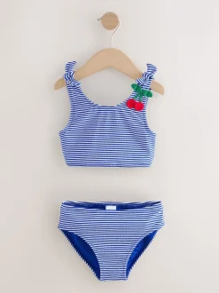 Next Bleu marine cerise à rayures effet froissé - Bikini (3-16ans) Sale