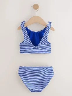 Next Bleu marine cerise à rayures effet froissé - Bikini (3-16ans) Sale