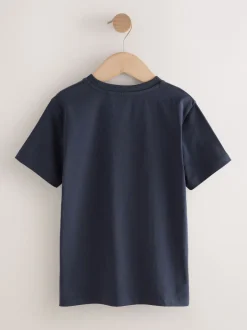 Next - T-shirt imprimé régulier à manches courtes (3-16ans) Bleu marine Digi Happy Face Hot