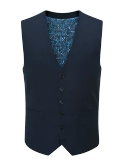 Skopes - Modèle droit - Harcourt Single Breasted Coupe sur mesure Suit Gilet Bleu marine foncé Best