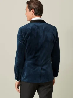 Next Bleu marine foncé - Slim Fit (Slim Fit) - Blazer en velours Discount