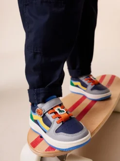 Next Bleu marine motif chiens - Baskets à lacets élastiques à fermeture tactile Discount