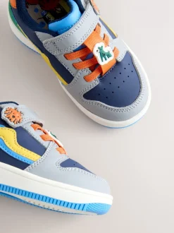 Next Bleu marine motif chiens - Baskets à lacets élastiques à fermeture tactile Discount