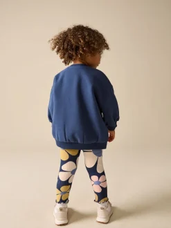 Next Bleu marine motif floral - Ensemble Sweatshirt et Leggings (3mths-7yrs) Online