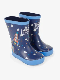 Jojo Maman Bébé Bleu marine motif fusée - Bottes de pluie unies Sale