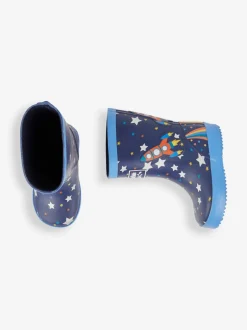 Jojo Maman Bébé Bleu marine motif fusée - Bottes de pluie unies Sale