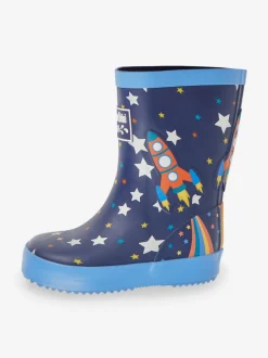 Jojo Maman Bébé Bleu marine motif fusée - Bottes de pluie unies Sale