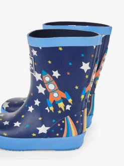 Jojo Maman Bébé Bleu marine motif fusée - Bottes de pluie unies Sale
