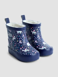 Jojo Maman Bébé - Bottes de pluie courtes confortables à imprimé Bleu marine motif licorne Best