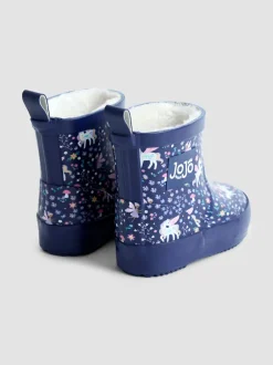 Jojo Maman Bébé - Bottes de pluie courtes confortables à imprimé Bleu marine motif licorne Best