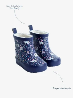 Jojo Maman Bébé - Bottes de pluie courtes confortables à imprimé Bleu marine motif licorne Best