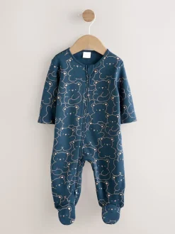 Next Bleu marine motif ours - Dors-bien pour bébé avec doublure en polaire New