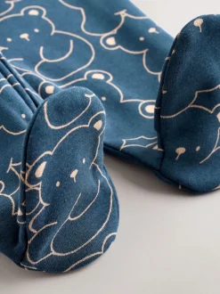 Next Bleu marine motif ours - Dors-bien pour bébé avec doublure en polaire New