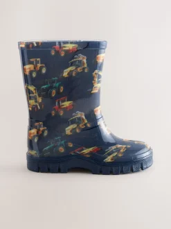 Next Bleu marine motif pelleteuse - Bottes de pluie New