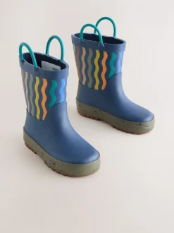 Next - Bottes de pluie à poignée Bleu marine rayé Clearance