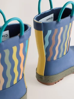 Next - Bottes de pluie à poignée Bleu marine rayé Clearance