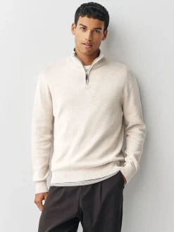 Next Bleu marine/avoine - Lot de 2 pulls N. Premium 100% coton Coupe classique Premium Quarter Zip