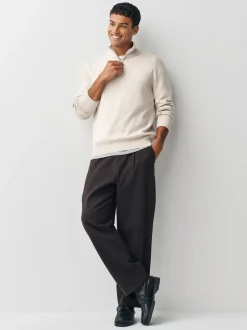 Next Bleu marine/avoine - Lot de 2 pulls N. Premium 100% coton Coupe classique Premium Quarter Zip