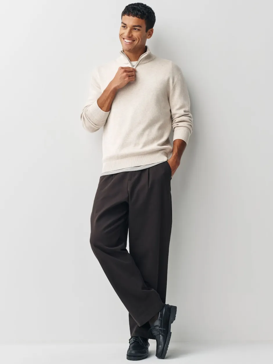 Next Bleu marine/avoine - Lot de 2 pulls N. Premium 100% coton Coupe classique Premium Quarter Zip