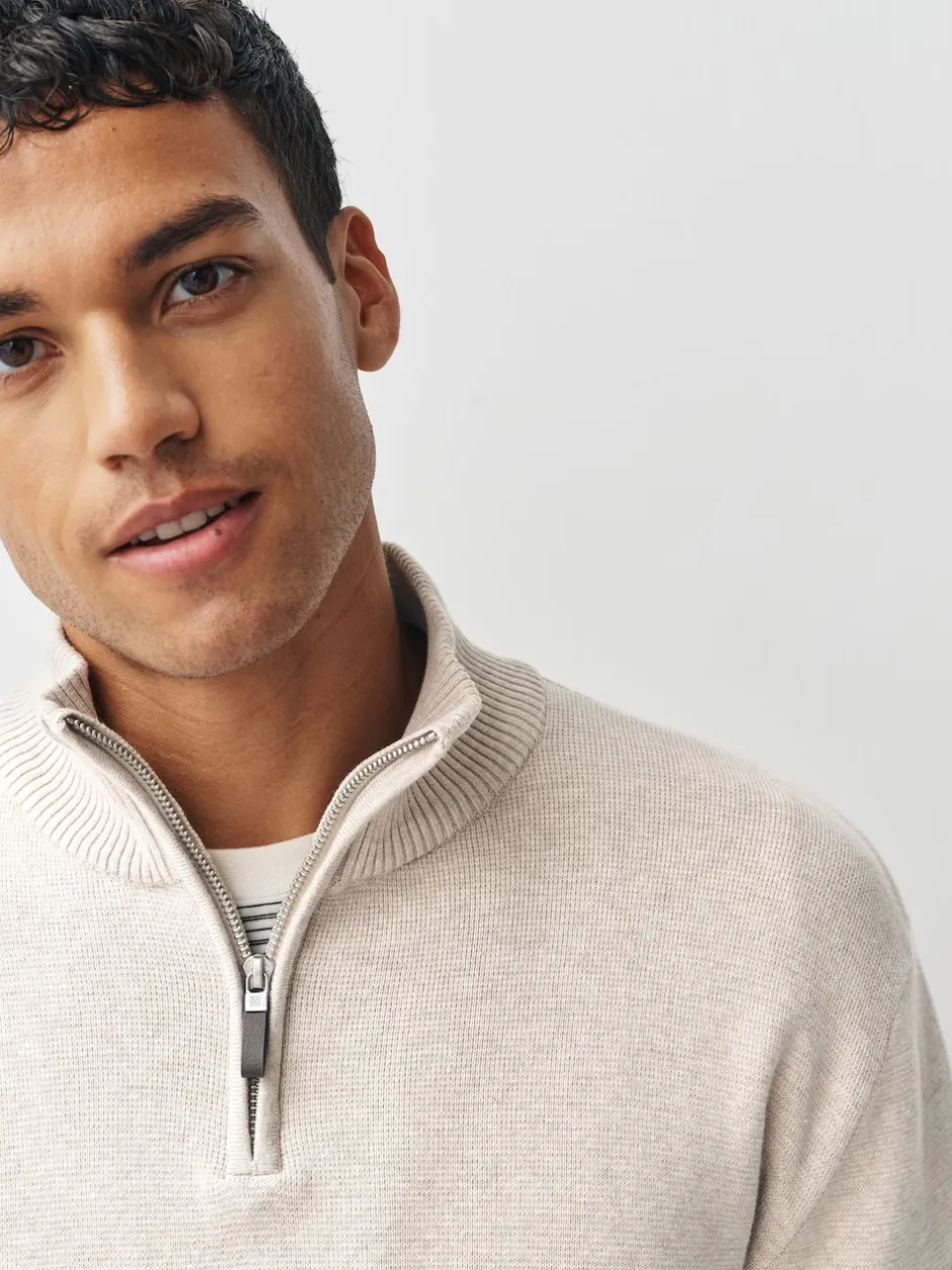 Next Bleu marine/avoine - Lot de 2 pulls N. Premium 100% coton Coupe classique Premium Quarter Zip