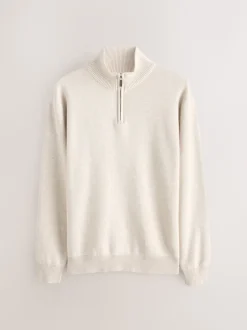 Next Bleu marine/avoine - Lot de 2 pulls N. Premium 100% coton Coupe classique Premium Quarter Zip