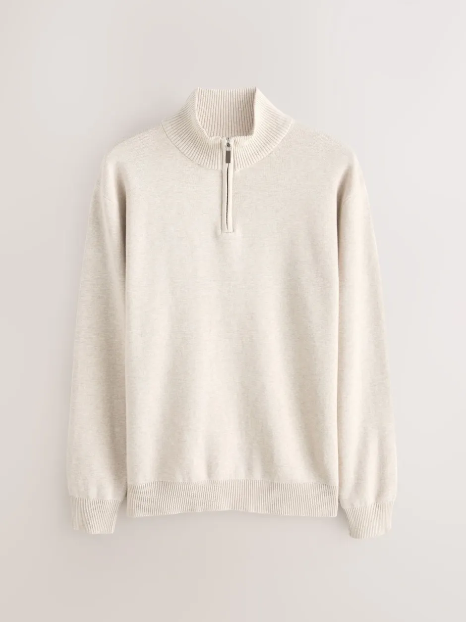 Next Bleu marine/avoine - Lot de 2 pulls N. Premium 100% coton Coupe classique Premium Quarter Zip