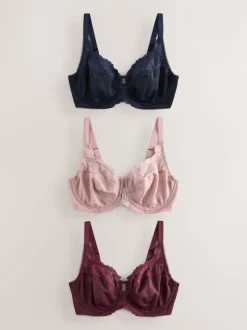 Next Bleu marine/baie/rose - LotDD de soutiens-gorge à armatures à armatures sans rembourrage en dentelle 3