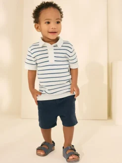 Next Bleu marine/blanc - Polos Col boutonné en maille 100% coton (3mois-7ans) Online