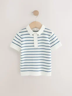 Next Bleu marine/blanc - Polos Col boutonné en maille 100% coton (3mois-7ans) Online