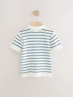 Next Bleu marine/blanc - Polos Col boutonné en maille 100% coton (3mois-7ans) Online