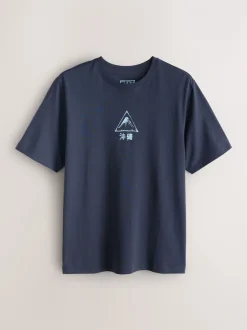 Next - Ajustement régulier - T-shirt Graphic Imprimé 3 Pack Bleu marine/Blanc Écru/Bleu canard Online