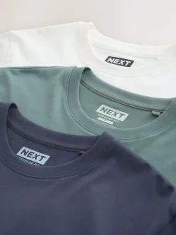 Next - Ajustement régulier - T-shirt Graphic Imprimé 3 Pack Bleu marine/Blanc Écru/Bleu canard Online