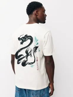 Next - Ajustement régulier - T-shirt Graphic Imprimé 3 Pack Bleu marine/Blanc Écru/Bleu canard Online