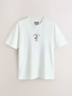 Next - Ajustement régulier - T-shirt Graphic Imprimé 3 Pack Bleu marine/Blanc Écru/Bleu canard Online