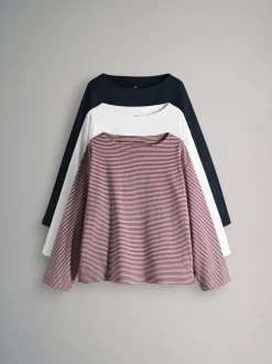 The Set Bleu marine/blanc/rayure - lot de 3 t-shirts épais à col bateau New