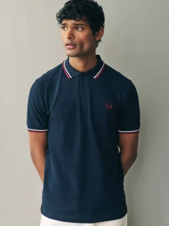 Fred Perry - Polo à liserés Bleu marine/blanc/rouge Hot