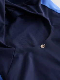 Next Bleu marine/bleu - Maillot de bain dos nu à col montant pour le contrôle du ventre