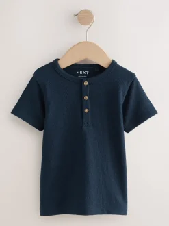 Next Bleu marine/bleu/pierre - T-shirts à manches courtes à col Henley Lot de 3 (3mois7ans) Discount