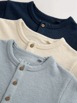 Next Bleu marine/bleu/pierre - T-shirts Henley à manches longues Lot de 3 (3mois7ans) Online